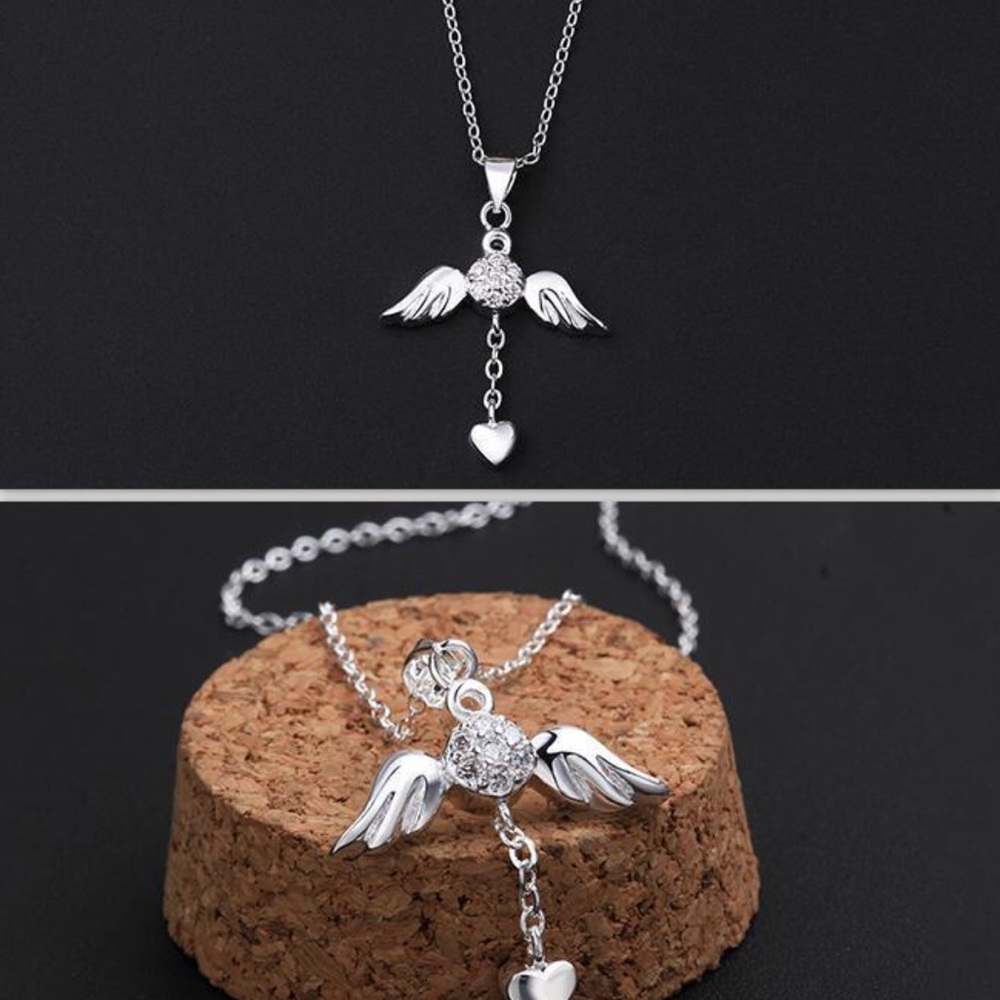 Last 1 AngelWings Necklace 18”Sterling SilverChain - Picture 6 of 6